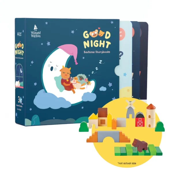 Goodnight Bedtime Storybooks 3-in-1 Box Set and PlanToys Country Blocks